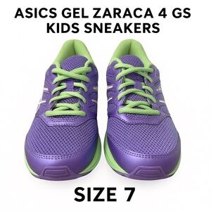ASICS Gel Zaraca 4 GS Kids Running Sneakers | Purple & Green | Size 7